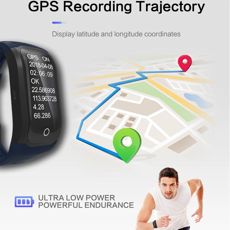 S908 Плюс gps монитор сердечного ритма спортивный браслет цветной экран Смарт IP68
