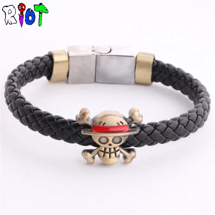 Горячие аниме мультфильм один кусок браслеты Луффи Плетение Кожаный браслет и