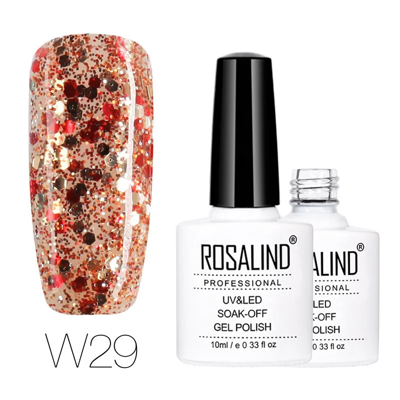 W29 ROSALIND лак-гель для ногтей 10 мл Алмазный Блеск Гель-лак Полупостоянный необходимый базовый гель для дизайна ногтей Гибридный лак - Цвет: W29