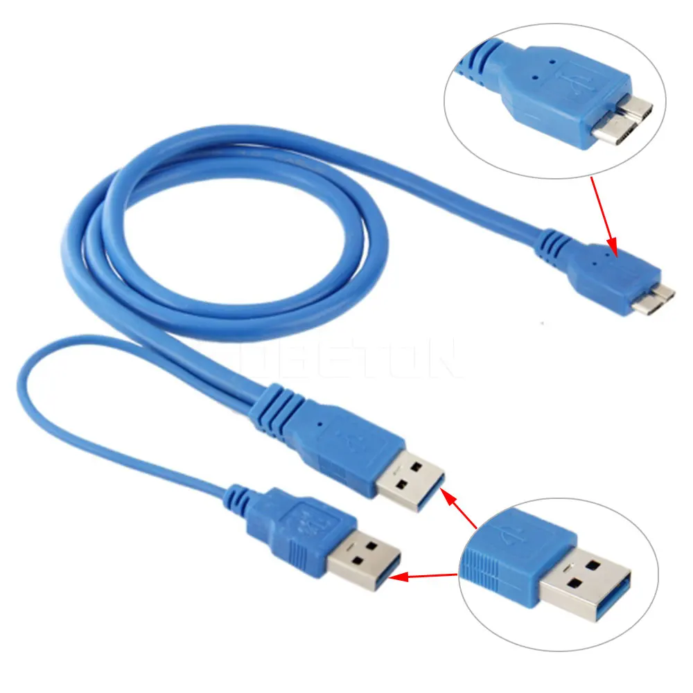 Двойной Кабель USB 3 0 A к Micro-B Y для корпуса HDD компьютерный кабель длина соединителя