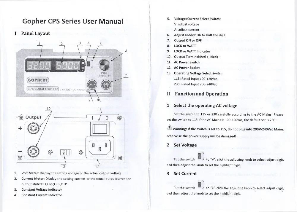 CPS-1620 300 Вт(110Vac/220Vac) 0-16 В/0-20A, Gopher компактный цифровой Регулируемый источник питания постоянного тока CPS1620+ вилка EU/US
