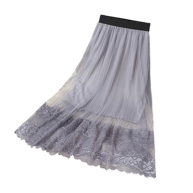 B3214 Summer 2020 new Korean version women's fashion lace net high-waisted thin tulle a-line padded skirt cheap wholesale | Женская