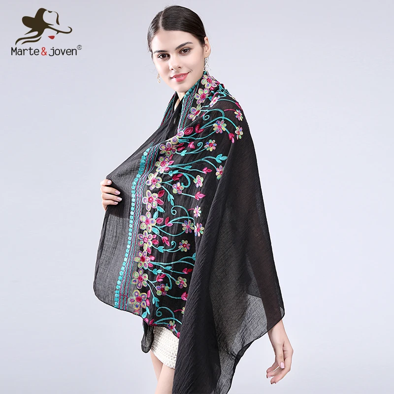 Женский шарф и шаль с цветочной вышивкой 175x100 см|scarves and shawls|embroidery scarfscarf style |