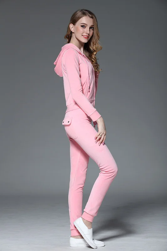 Бренд Juicy Lovers женские спортивные костюмы черный розовый фиолетовый серый pleuche уличные повседневные спортивные костюмы с капюшоном Спортивная толстовка с воротником-стойкой костюм