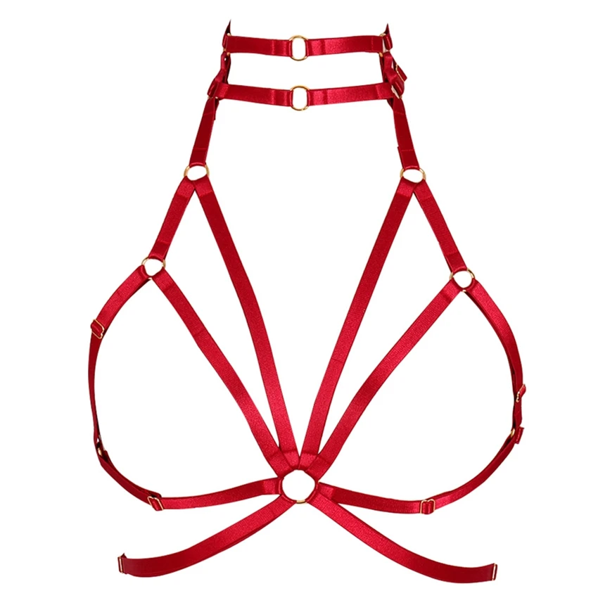 MLCO0335WineRed Красный для тела жгут бюстгалтер на бретельках эластичные пояса с резинками Harajuku в стиле «панк» с вырезами в виде пентаграммы сексуальное нижнее белье бондаж ночные клубы рейв - Цвет: MLCO0335WineRed