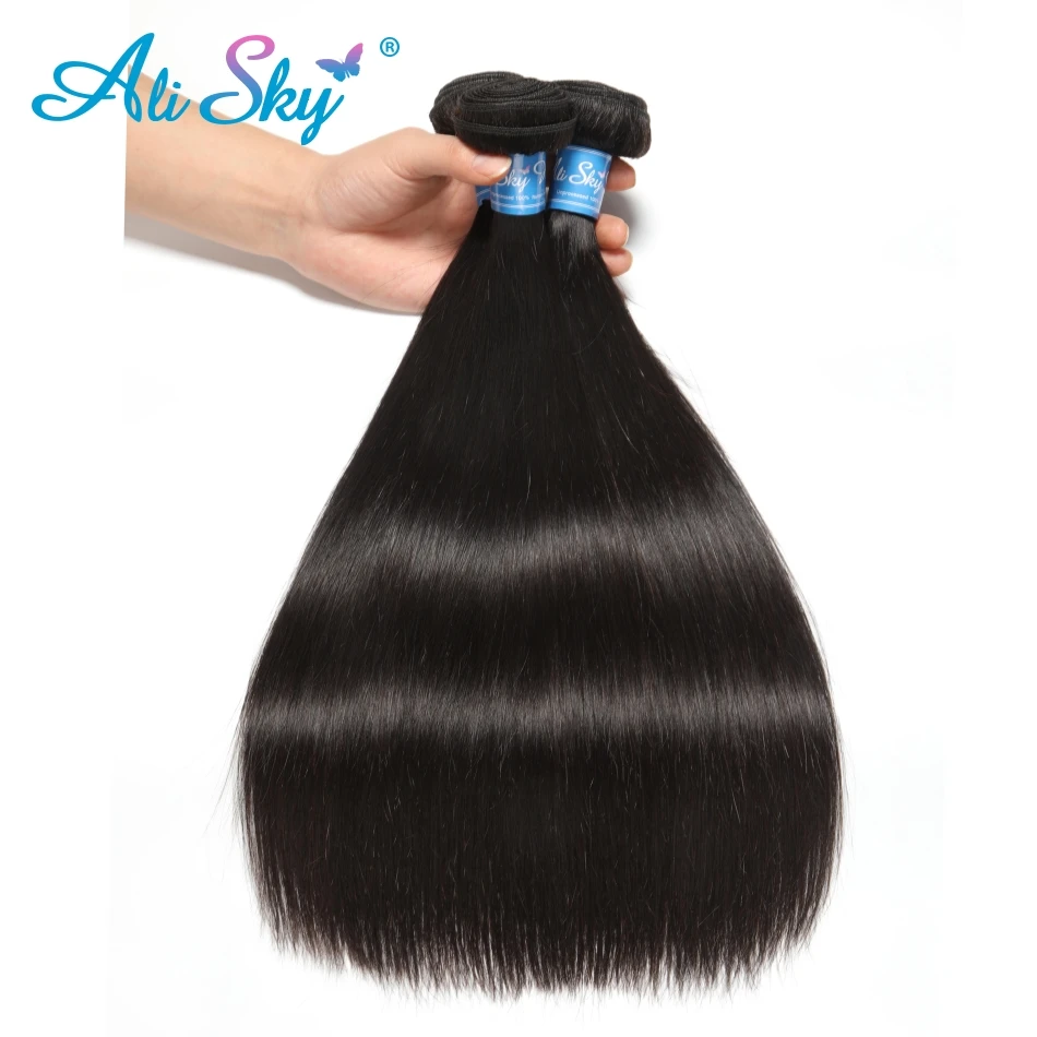 Alisky волосы бразильские прямые 4 пряди с 5X5 закрытием человеческие Remy для - Фото №1