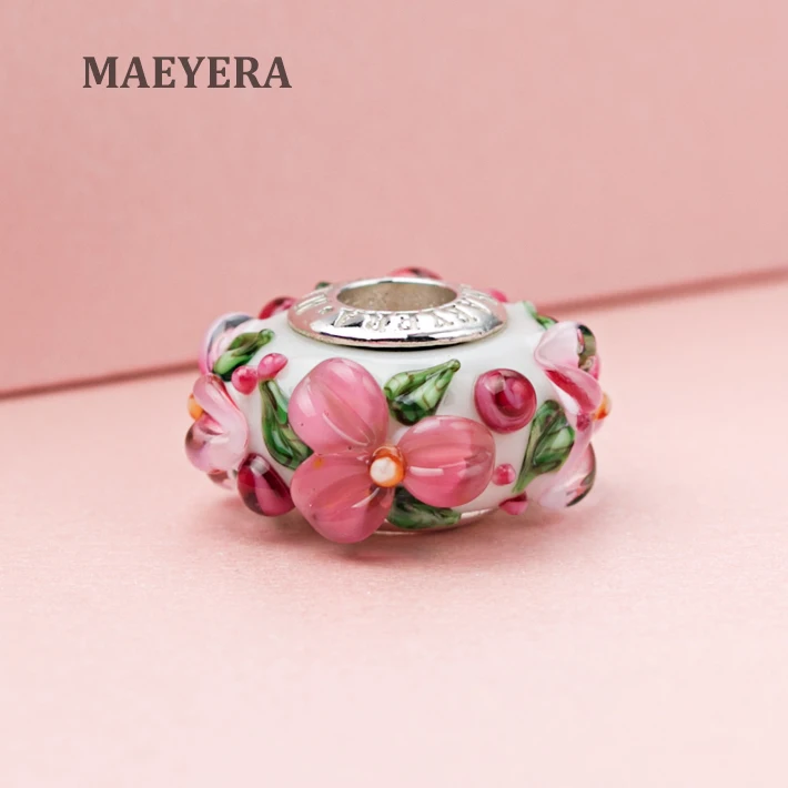 MAEYERA подлинное 925 пробы серебро розовый цветок стерео лепестки из муранского