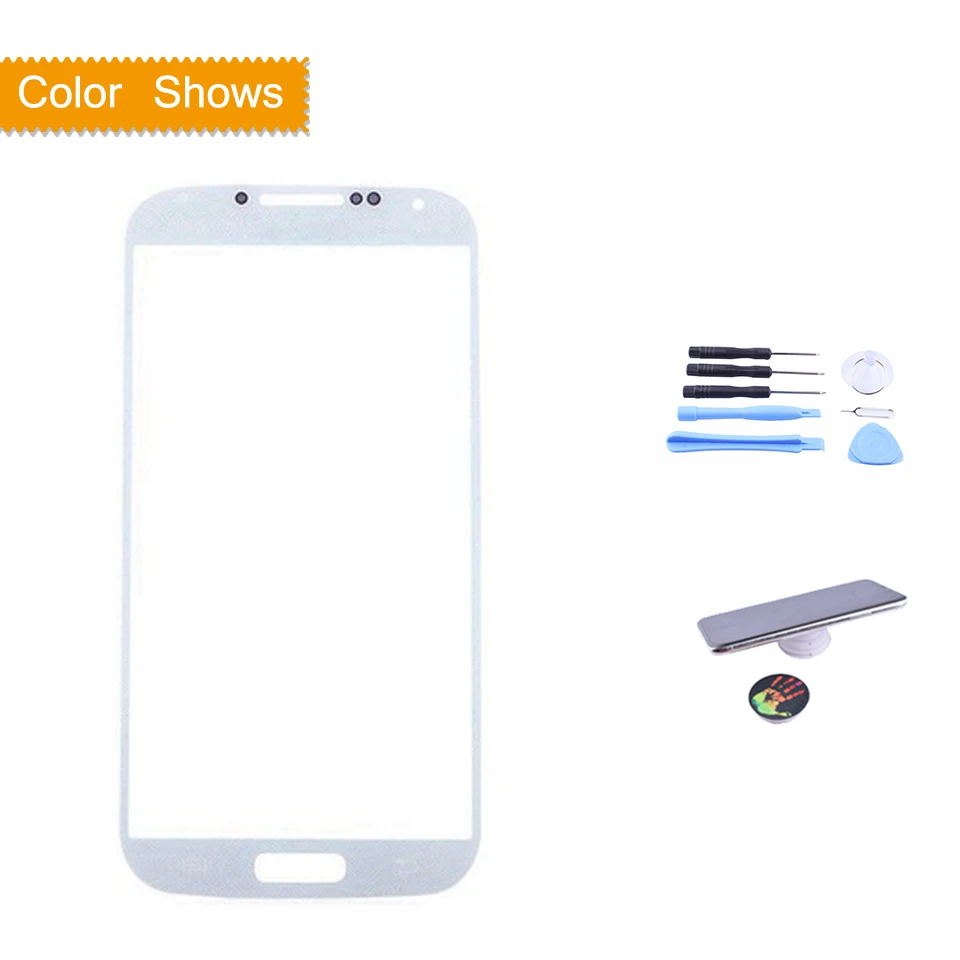 white with gift S4 Сенсорный экран для samsung Galaxy GT-i9505 i9500 i9505 i9506 i9515 i337 сенсорный экран передняя панель стеклянная линза внешняя без ЖК-дисплея - Цвет: white with gift