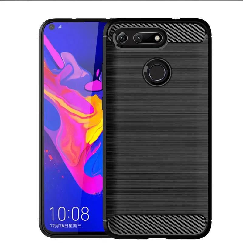 Case For Huawei Honor V20 View 20 6.4 inch Silicone Soft TPU Brushed Carbon Fiber Texture Cover sFor |