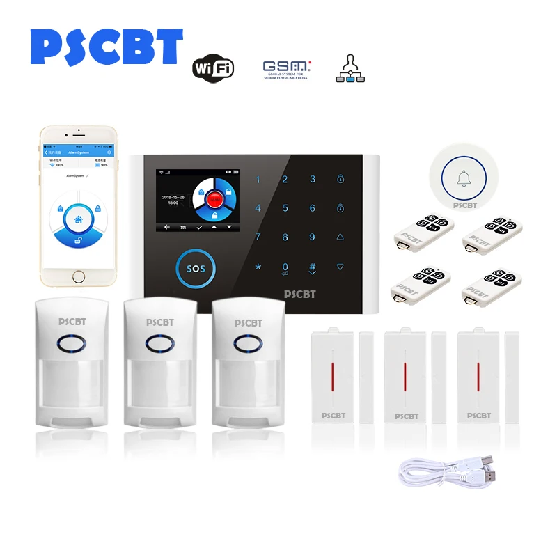

PSCBT WIFI GSM Home Security Alarm System APP Remote Control