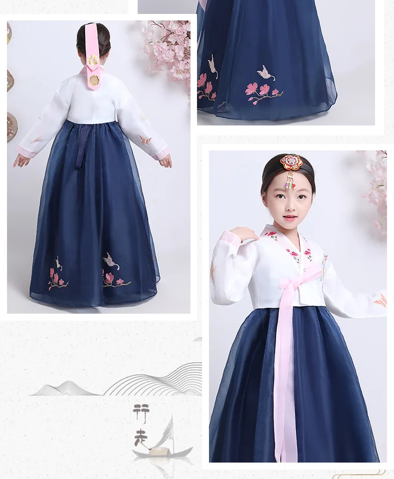 Детская одежда с вышивкой Korea Hanbok традиционное платье; подходит для свадьбы в Корейском стиле «ханбок» для Для женщин Винтаж Южно-корейский танец меньшинств Костюмы