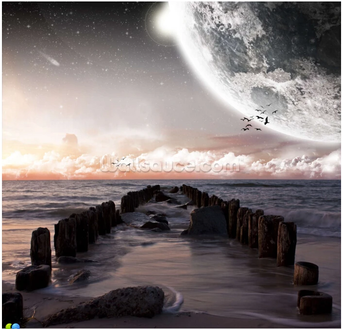 Обои с природным пейзажем на заказ 3d-фотообои изображением планеты пейзажа пляжа