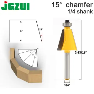 Фаска и фаска для деревообработки, хвостовик 14 дюйма, 15 градусов, фреза для отделки кромки, 1 шт.