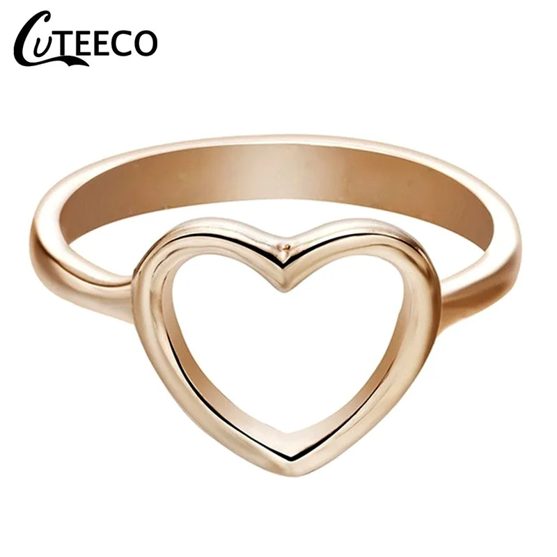 CUTEECO модное розовое Золотое свадебное кольцо в форме сердца для женщин, циркониевые обручальные кольца, Гламурные ювелирные изделия Anillos Mujer - Цвет основного камня: AK