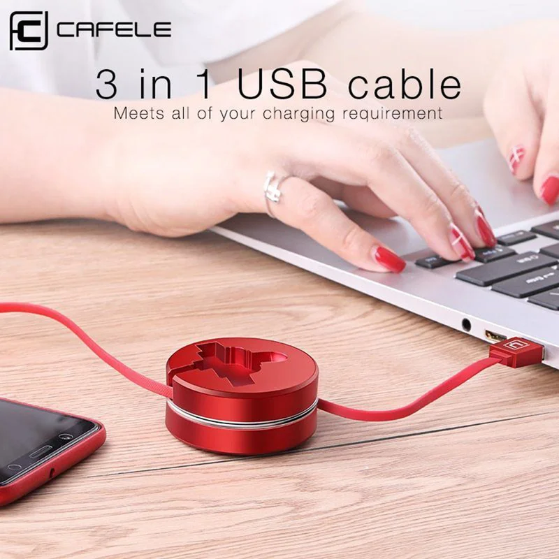 3 в 1 Micro Usb type C выдвижной кабель для IPhone X XS XR 8 7 6 6s plus компактная пудра коробка скрытый USB C зарядный кабель