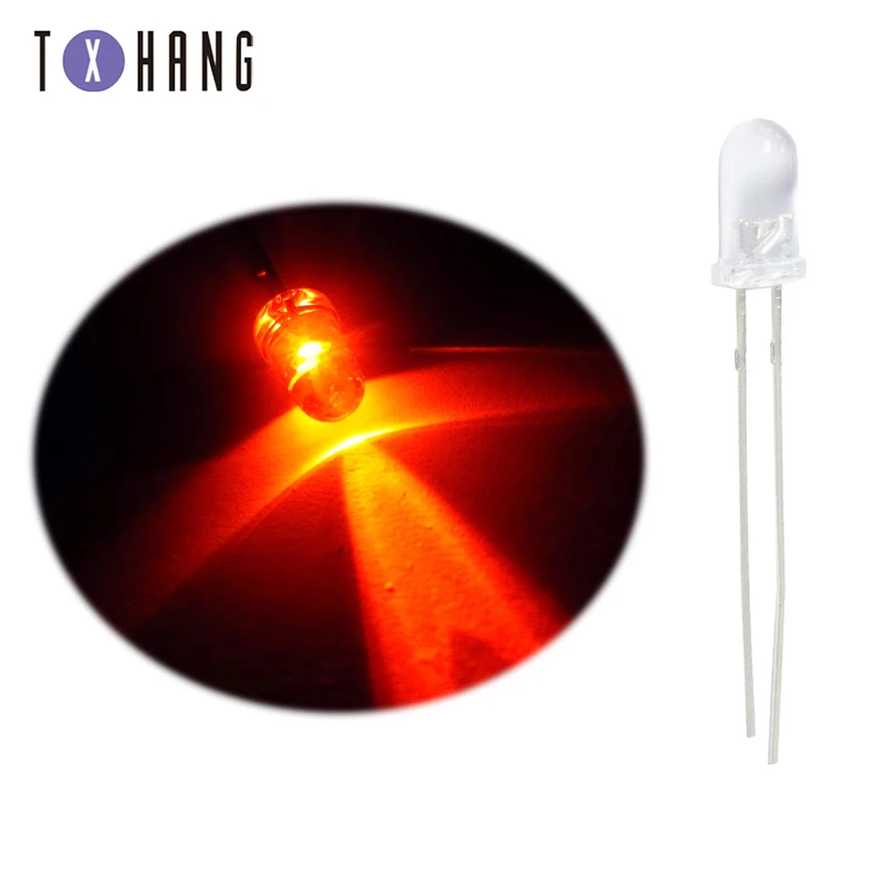 100PCS Orange long 50/100 шт 5 мм круглый синий/красный/зеленый/желтый/оранжевый длинные прозрачные F5 светодиодный диоды для подавления переходных скачков напряжения Светильник лампы красочный - Цвет: 100PCS Orange long