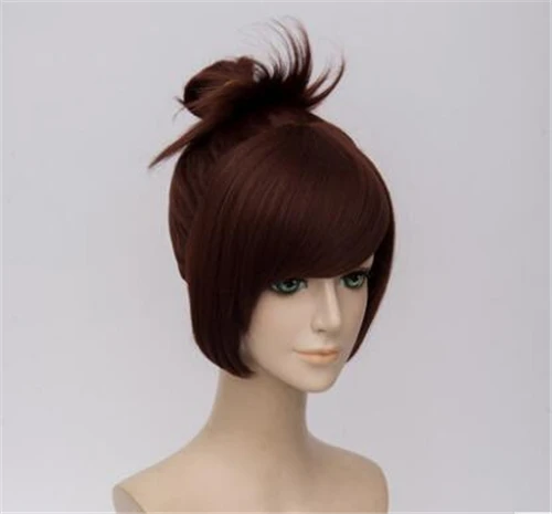 Аниме АЙ Мэй Темно Коричневый Синтетический Парик Косплей + Крышка Бесплатная