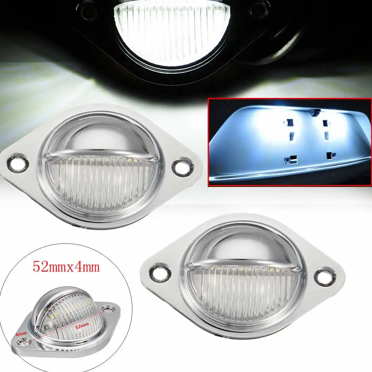 

2PCS 10-30V License Plate Light 3 LEDs Rear Tail Licence Number Plate Light Lamp led aisle lighting for Trailer Truck Lorry Van