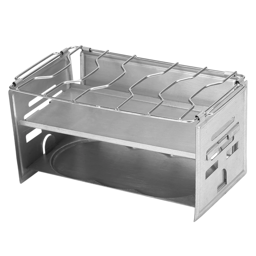 Lixada Folding Camping Stove Stainless Steel Wood Stove BBQ Grill Picnic Stove Outdoor Wood Camp Stove Picnic