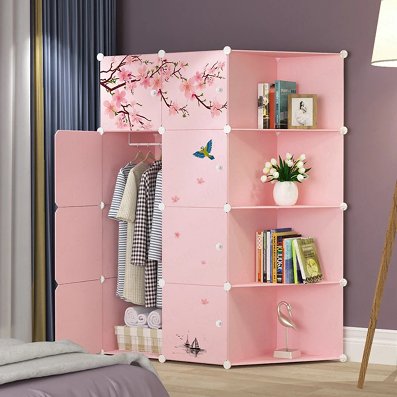 

Ardrobe Simple Assembly Plastic Closet Bedroom Folding Storage Cabinet Simple Modern Economical Space-saving Wardrobe