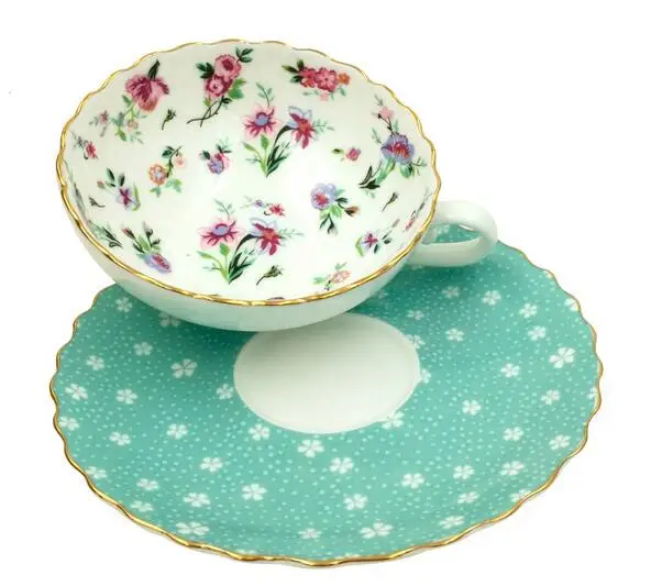 Фарфоровые наборы чашек и блюдца для кофе чая серия Blue & Flower 150 мл|set tea cup|coffee cup