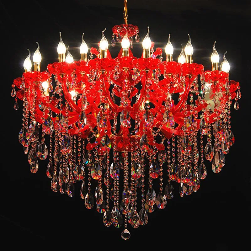 24 arm Royal luxury Rose Red люстра кристалл освещение вилла лобби отеля большой кулон Новый