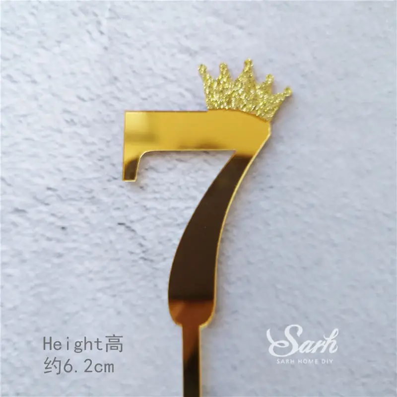 2pcs gold crown 7 Bling Золотая Серебряная корона номер» на возраст от 0 до " торт топпера, юбилейные праздничные украшения для предметы декора для дня рождения прекрасный подарок для ребенка - Цвет: 2pcs gold crown 7