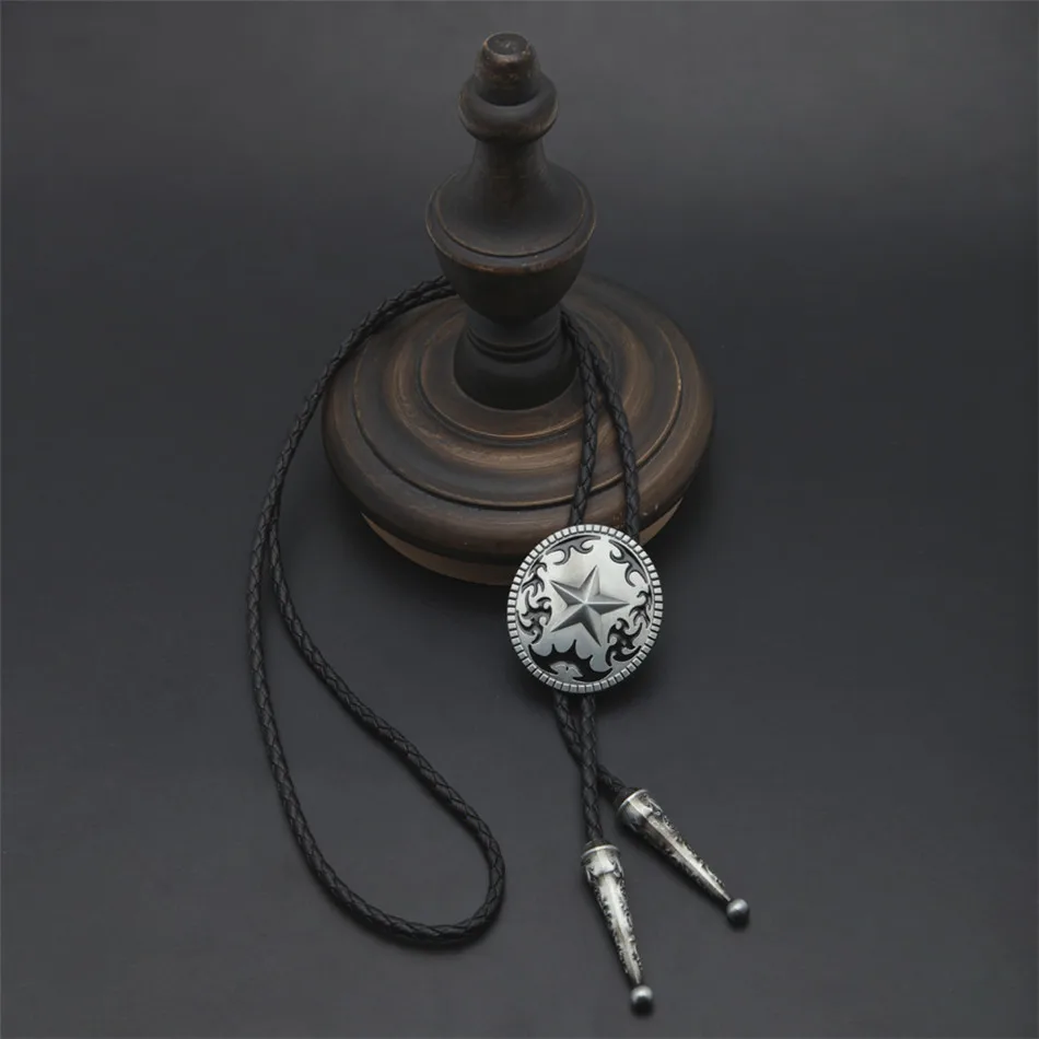 UWIN Мужская Женская винтажная звезда резной круглый Западный ковбойский галстук