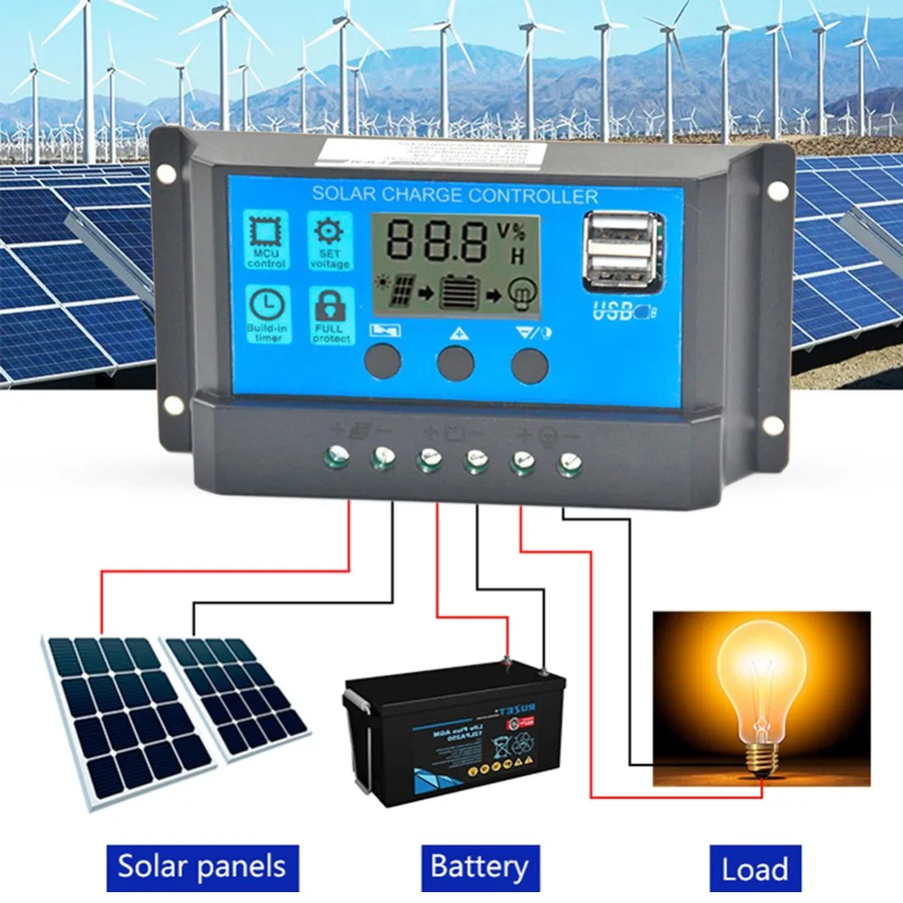 Прочный автоматический контроллер заряда солнечной батареи 40 А/50 А/60 А с