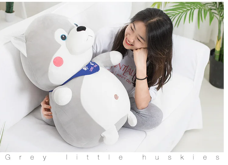 Satılık Doldurulmuş Oyuncak Büyük 65cm Eşarp Husky Köpek Peluş Oyuncak Yumuşak Bebek Kucaklama Yastık Doğum Günü Hediyesi W0748