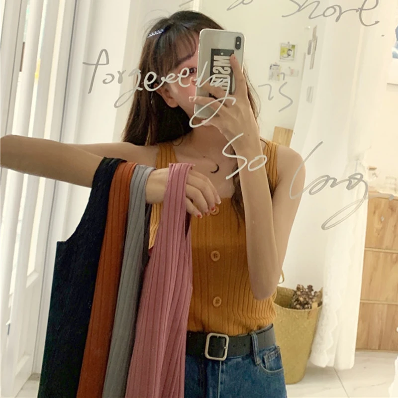 2019 летний вязаный женский кроп Топ корейский стиль пикантные короткие Haut Femme