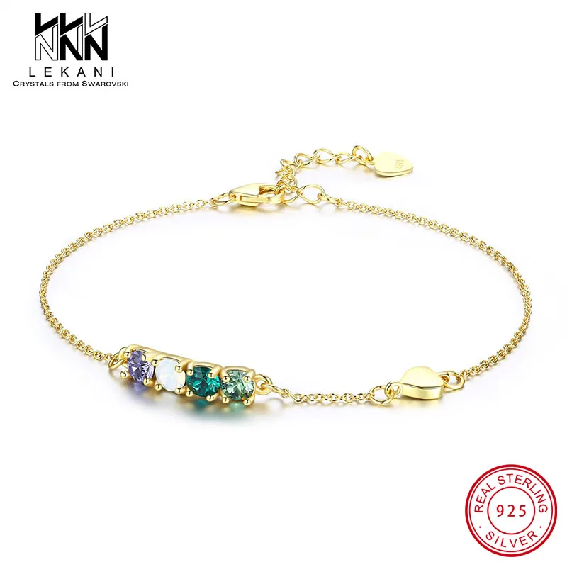 Изысканный красочный браслет с кристаллами Swarovski для женщин, геометрический 925 пробы Серебряный простой стиль, очаровательные ювелирные изделия для помолвки