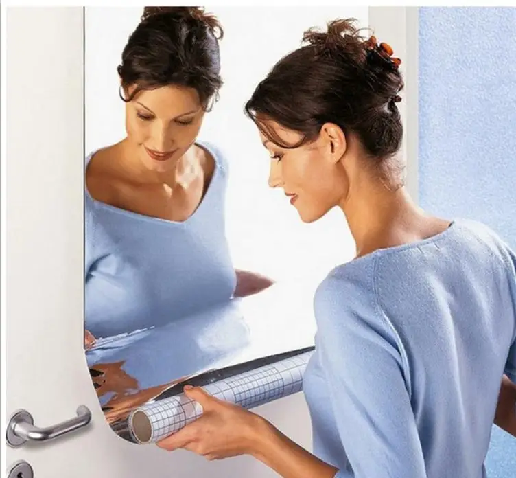 60*100CM thickness 0.2mm soft PET coating Chrome unbreak Reflective Mirror Like Decorative for Wall Shower Room bathroom | Обустройство