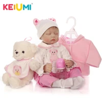 cute reborn doll soft silicone 22 55 cm realistic sleeping girl princess baby dolls with bear toy kid birthday gift playmate