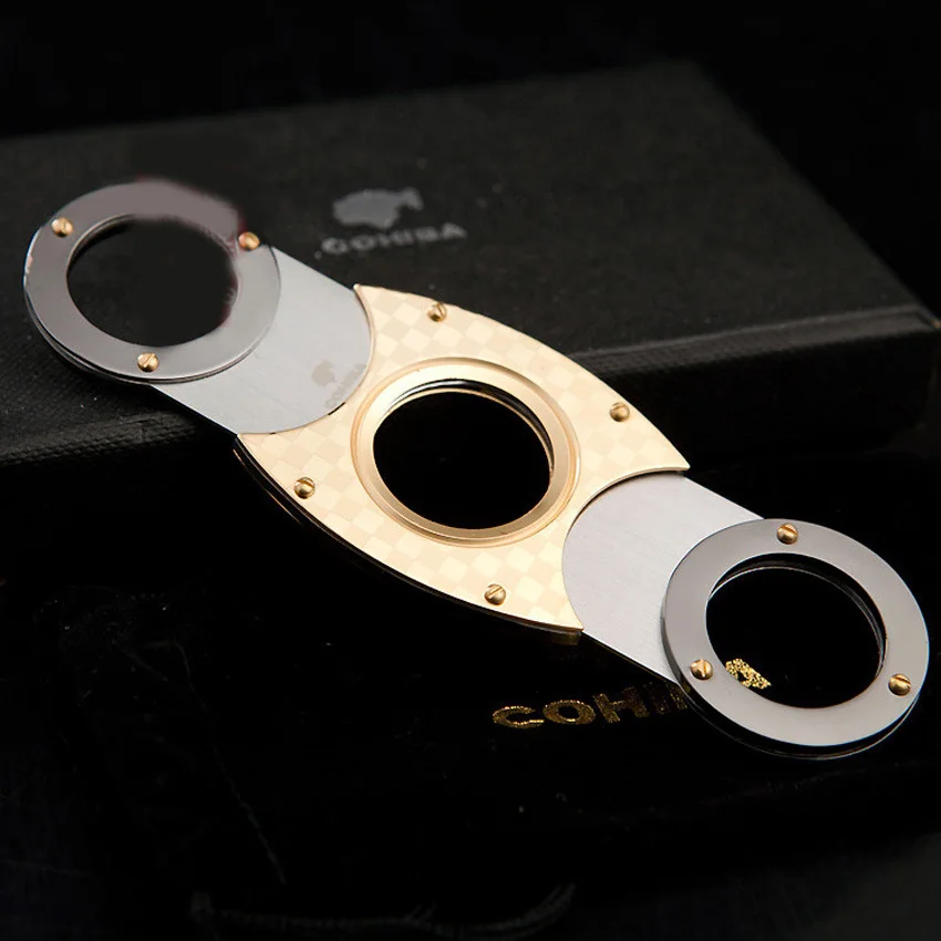 Нож COHIBA 356HL из нержавеющей стали с двойными лезвиями и острым позолоченным