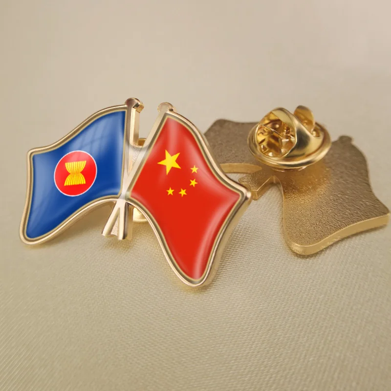 

ASEAN Association and China Crossed Double Friendship Flags Lapel Pins