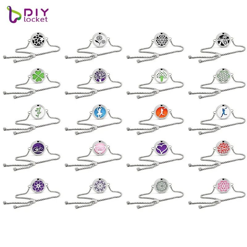 

Romantic 316 Stainless Steel Adjustable Aromatherapy Diffuser Bracelets Locket For Women AD201-220-Z03