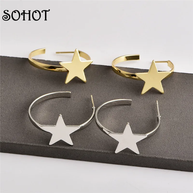 SOHOT 2019 модные серьги кольца со звездами новые популярные простые маленькие