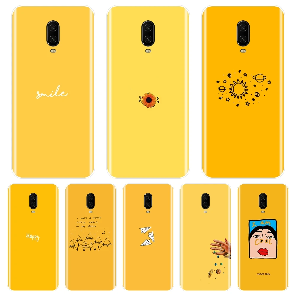 Мягкий чехол для телефона силиконовый OnePlus 6 6T 5T 3 3T желтый космический Подсолнух