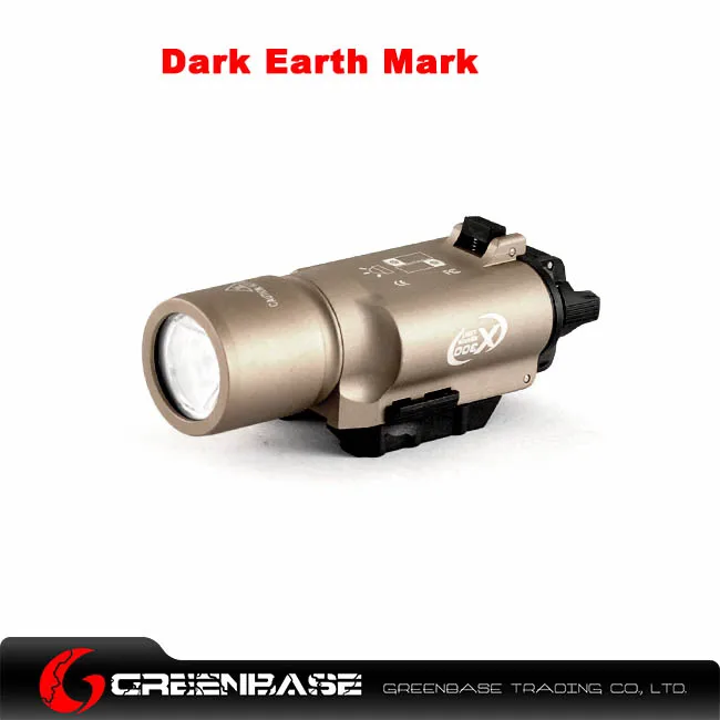 Greenbase Тактический оружейный фонарь SF; сезон осень-зима X300 Охота фонарик страйкбольный пистолет Скаут света Постоянный/Мгновенный Выход Пикатинни - Цвет: Золотой