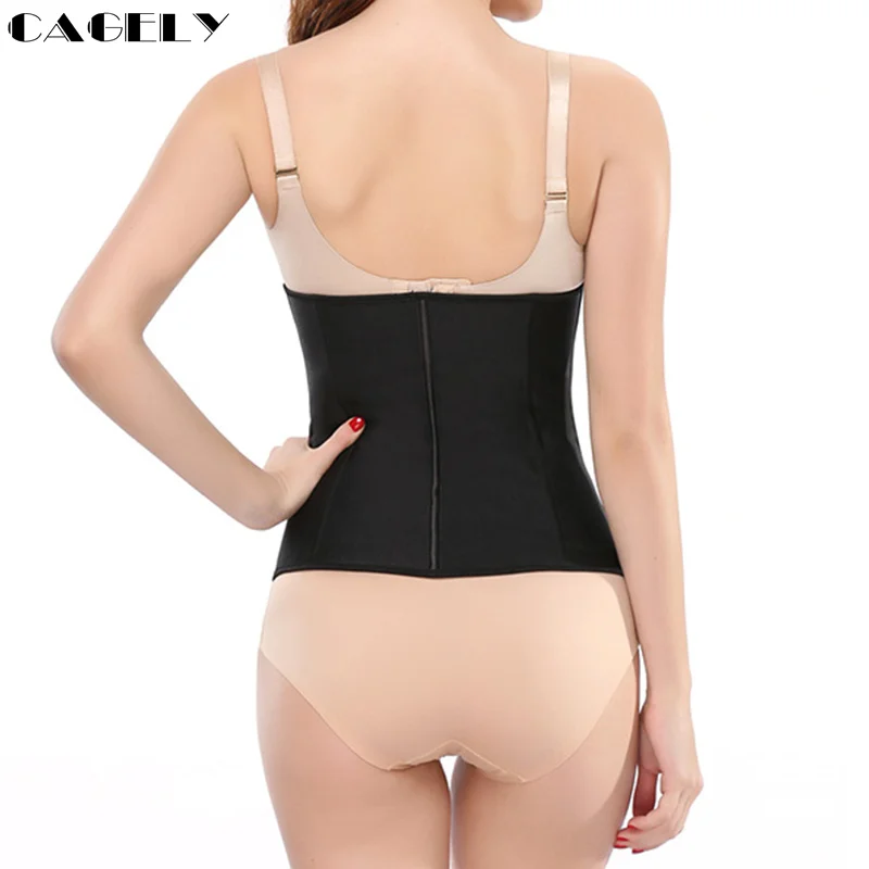 Латексный тренажер для талии Корректирующее белье на молнии черное спиральное