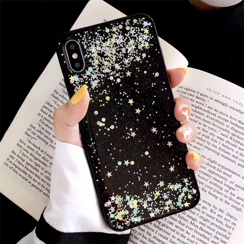 Блестящие звезды с блестками Мягкий силиконовый чехол для samsung Galaxy A30 A10 A20 A40 S A60 A70 A50 телефон Сумки J4 J6 крышка A9S A750