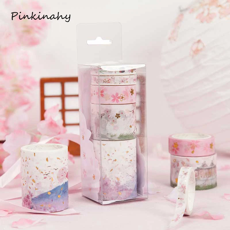 5 шт./лот красивый вишневый цветок пуля дневник позолота васи лента DIY Скрапбукинг