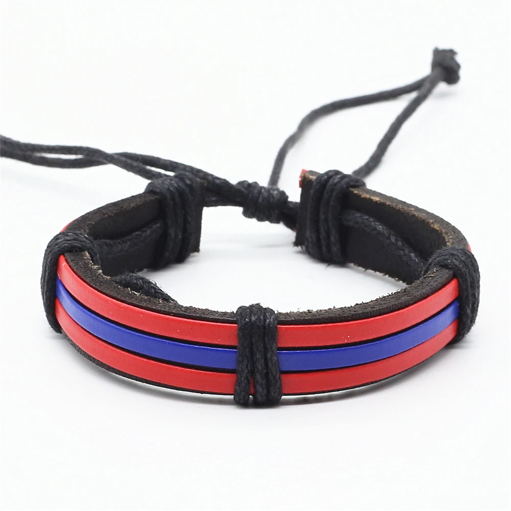 Женский и мужской кожаный браслет винтажный Повседневный плетеный с веревкой 3