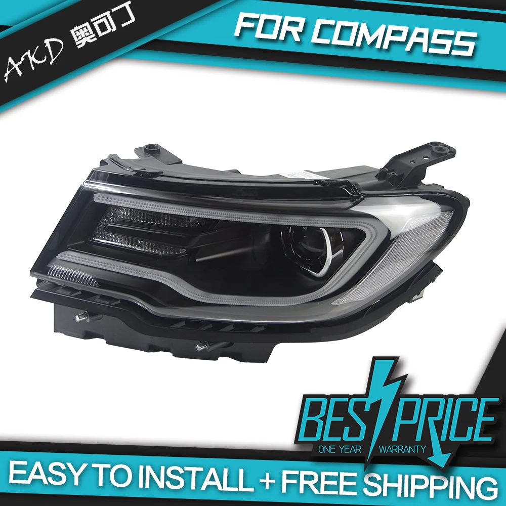 Car Styling for Compass Headlights 2017 LED Headlight DRL Dynamic Signal Hella 5 Bi-Xenon Projector Lens Hid D2H | Автомобили и