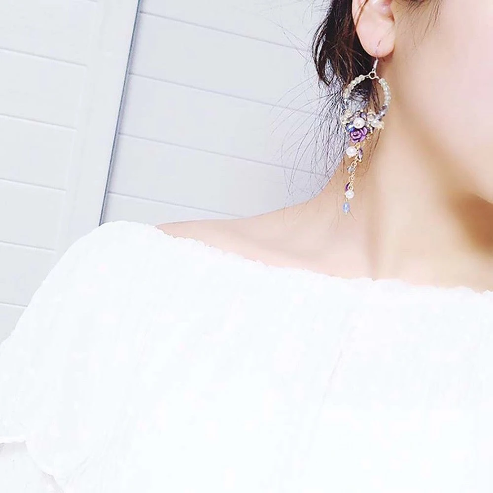 Модные длинные висячие серьги с бахромой Украшенные бусинами украшения для