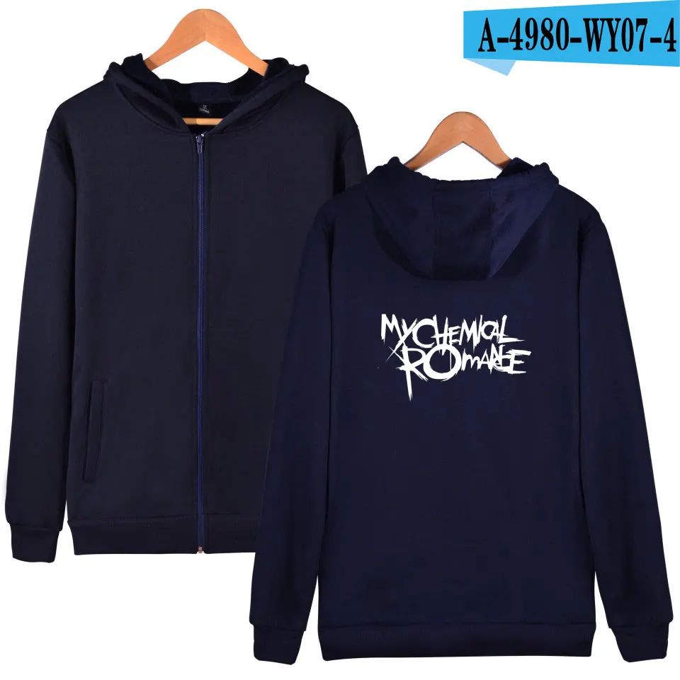 navy bule Модные толстовки с капюшоном My Chemical Romance в стиле хип-хоп для мужчин и женщин, куртки с капюшоном на молнии, повседневные спортивные костюмы с длинными рукавами и капюшоном, топы - Цвет: navy bule