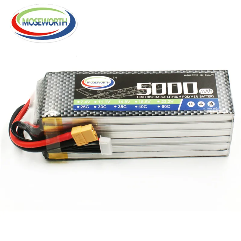 

MOSEWORTH Battery 6S 22.2V 5000mAh 35C RC Toys LiPo Battery 6S For RC Airplane Quadcopter Drone Car 22.2V RC Batteries LiPo 6S