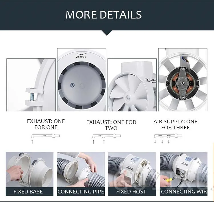 

Pipe fan 100S kitchen powerful exhaust fan bathroom 4 inch silent exhaust fan ventilation fan
