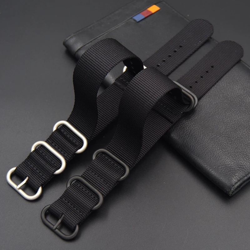 Ремешок для часов мужской высококачественный черный с пряжкой нейлоновый